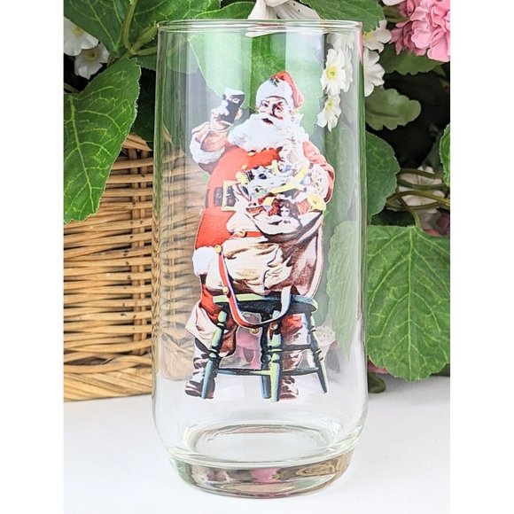Santa Claus Coca Cola Water Glass | Vintage Haddon Sundblom Coca Cola Christmas - Picture 2 of 7